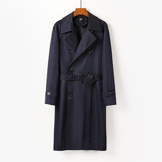 Herren Wasserabweisender Doppelreihiger Trenchcoat mit breitem Revers und knieumspielender Länge Nord Taschen