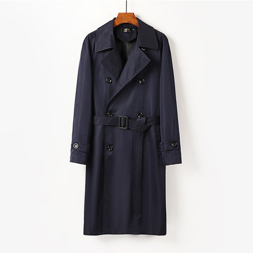 Herren Wasserabweisender Doppelreihiger Trenchcoat mit breitem Revers und knieumspielender Länge Nord Taschen