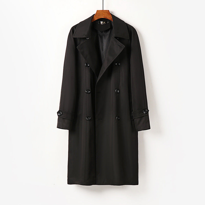 Herren Wasserabweisender Doppelreihiger Trenchcoat mit breitem Revers und knieumspielender Länge Nord Taschen