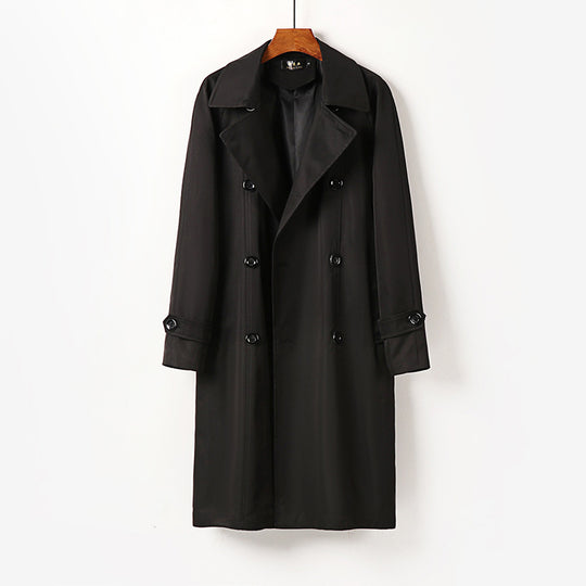 Herren Wasserabweisender Doppelreihiger Trenchcoat mit breitem Revers und knieumspielender Länge Nord Taschen