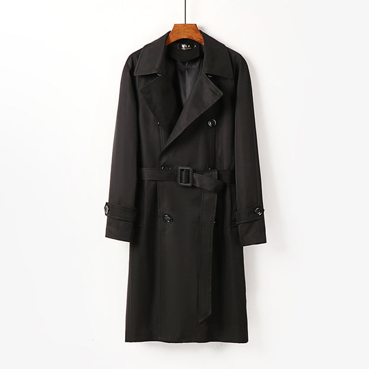 Herren Wasserabweisender Doppelreihiger Trenchcoat mit breitem Revers und knieumspielender Länge Nord Taschen