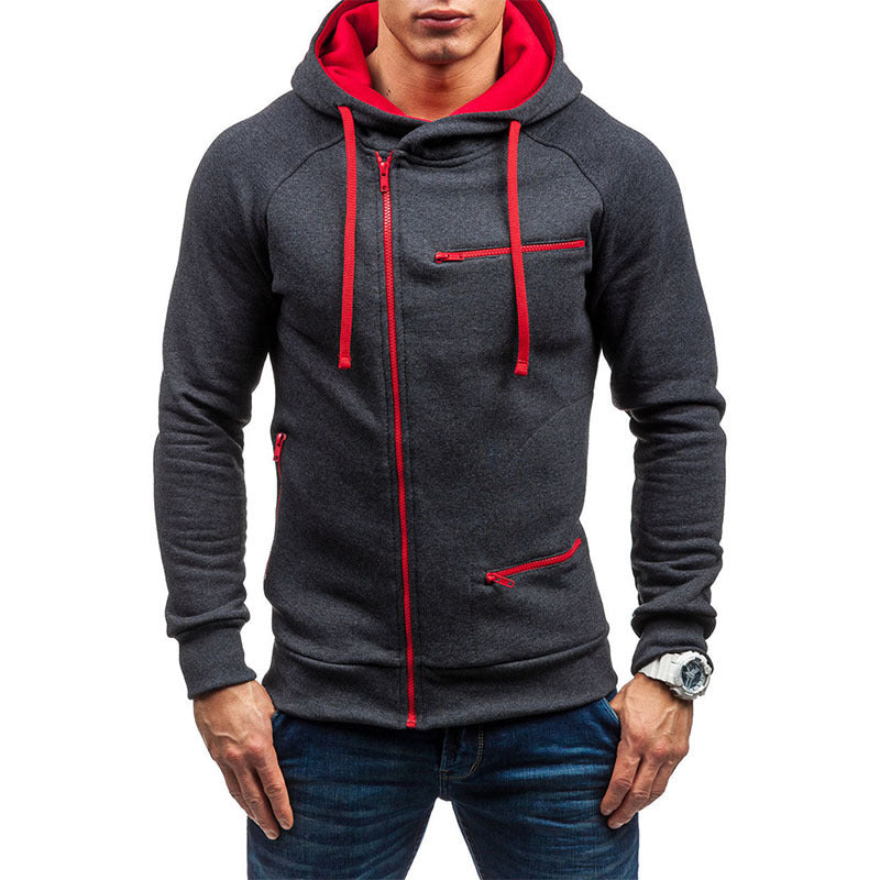Herren Kapuzenjacke mit asymmetrischem Reißverschluss und mehreren Reißverschlusstaschen Nord Taschen