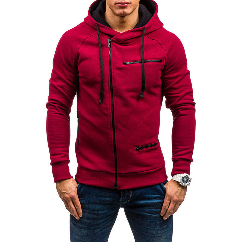 Herren Kapuzenjacke mit asymmetrischem Reißverschluss und mehreren Reißverschlusstaschen Nord Taschen