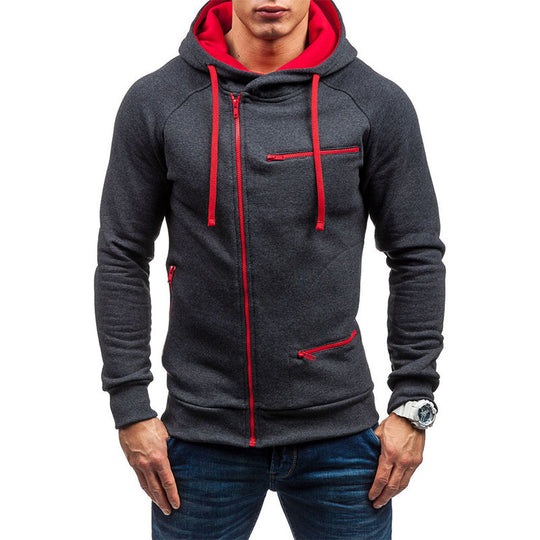 Herren Kapuzenjacke mit asymmetrischem Reißverschluss und mehreren Reißverschlusstaschen Nord Taschen