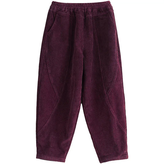 Gefütterte Cord-Karottenhose mit elastischem Bund