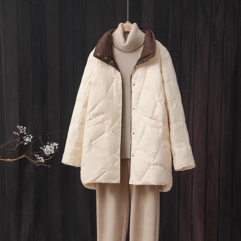 Leichte Daunenjacke für Damen, mittellang, Übergröße
