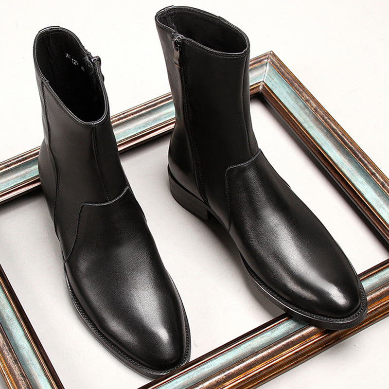 Herren-Lederstiefeletten, klassische Chelsea-Boots