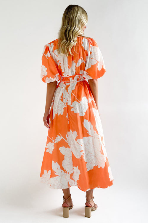 Real Love Print Puffärmel Maxi Kleid