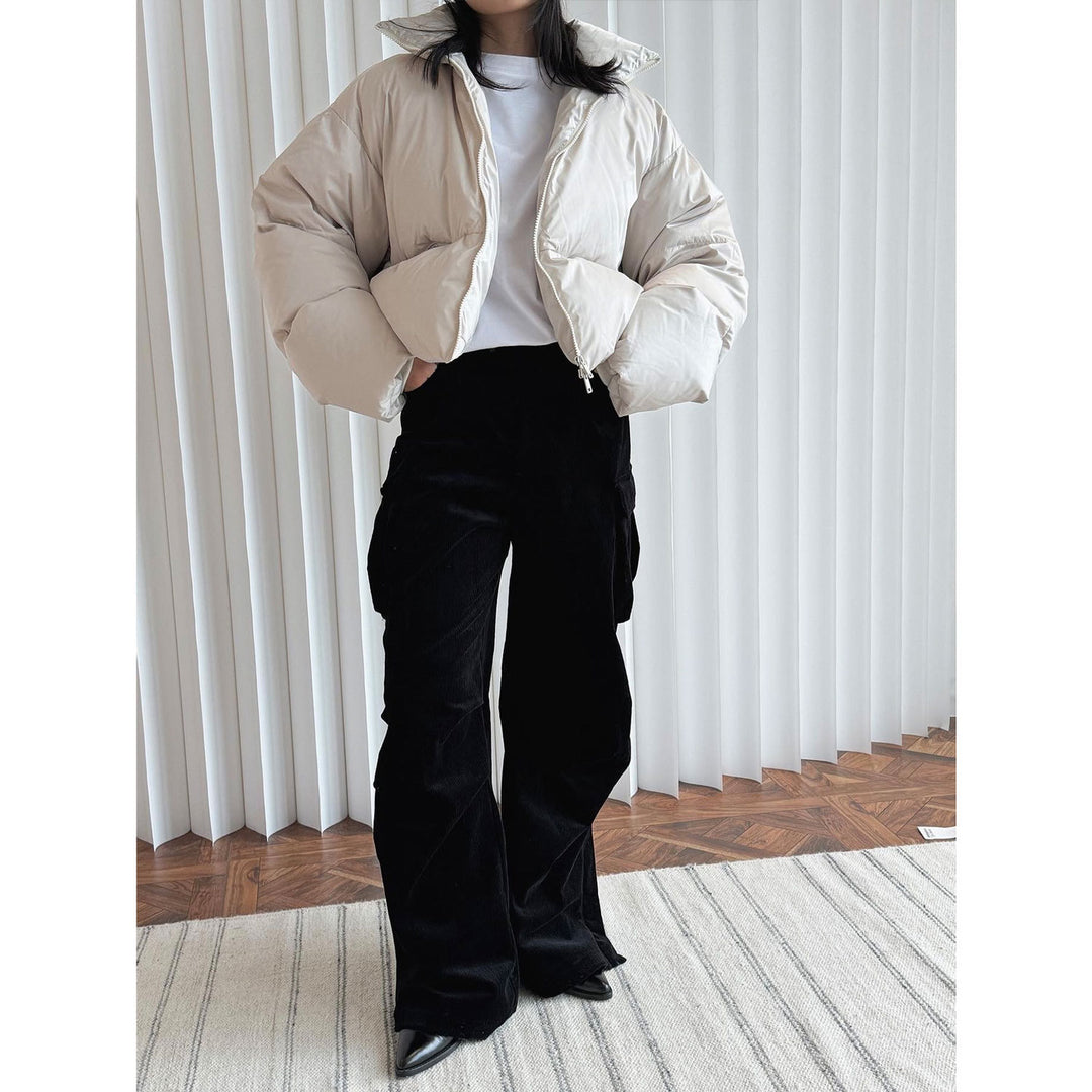 Damen-Cordhose, weiter Schnitt, Cargo-Taschen