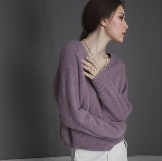 Damen-Wollpullover, Kaschmir-Mix, Rundhalsausschnitt