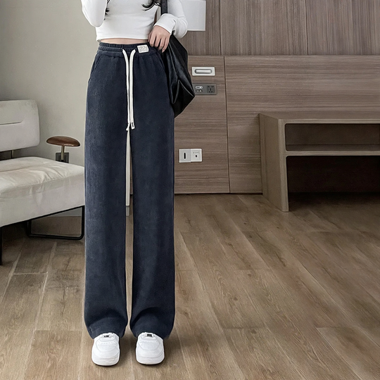 Gefütterte Cord-Freizeithose mit hohem Bund