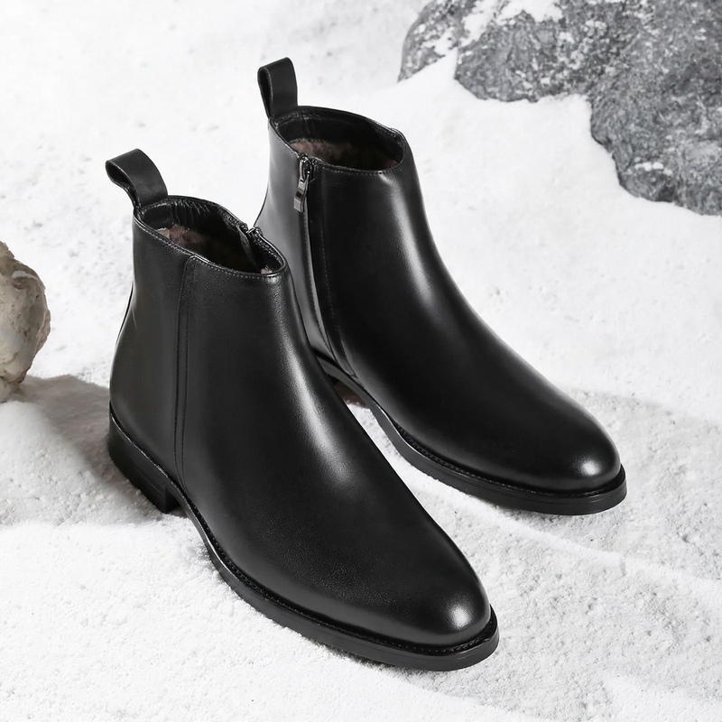 Gefütterte Herren-Chelsea-Boots aus Echtleder