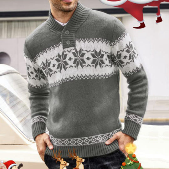 Weihnachts-Strickpullover, Jacquard-Muster, Langarm