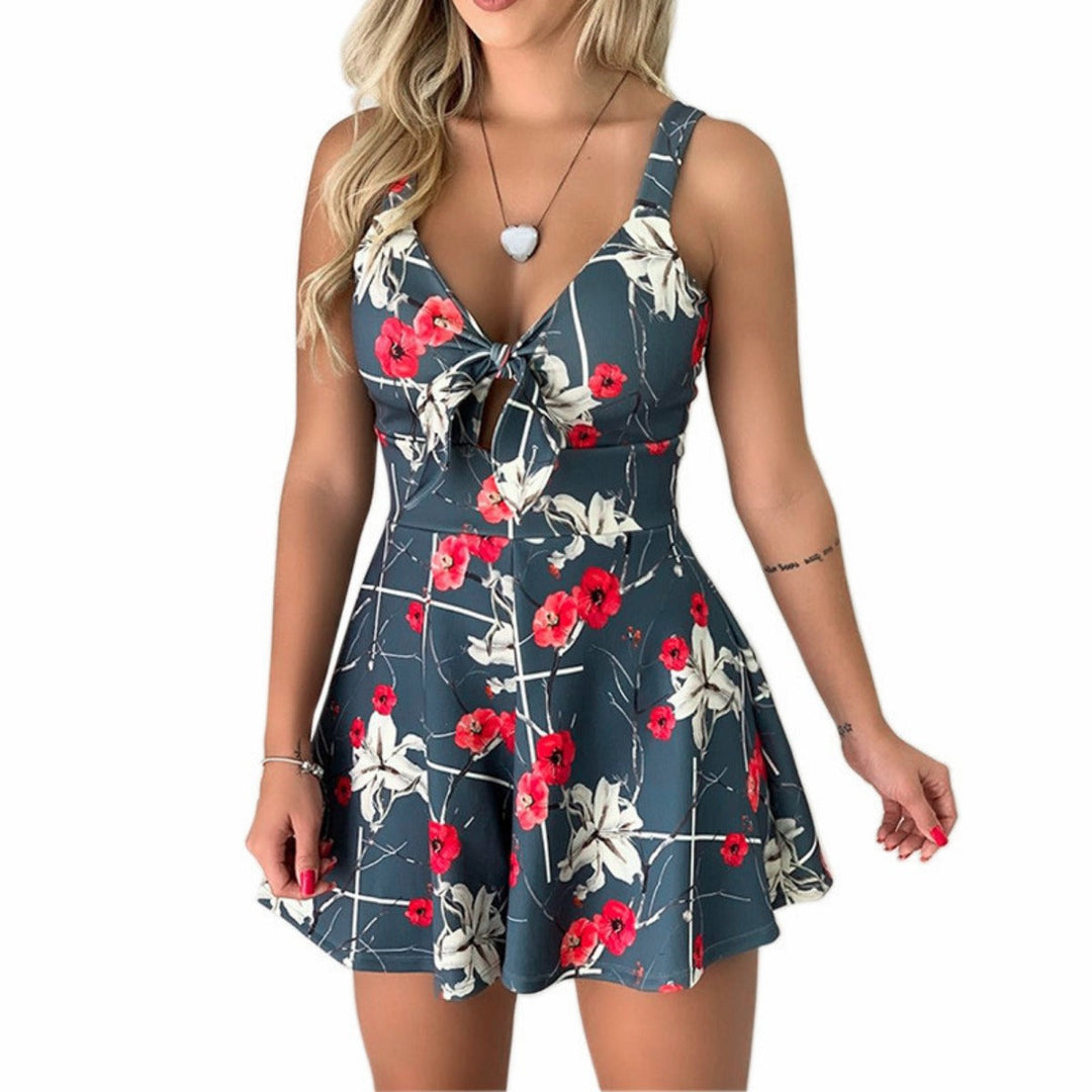 Hosenträger Brust Schleife Lace-Up Jumpsuit