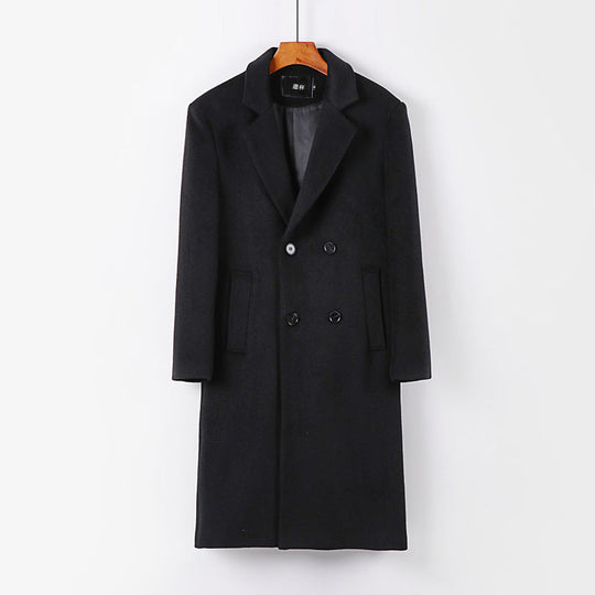 Herren Eleganter Wollmix-Longcoat mit Doppelreihe und fallendem Revers Nord Taschen