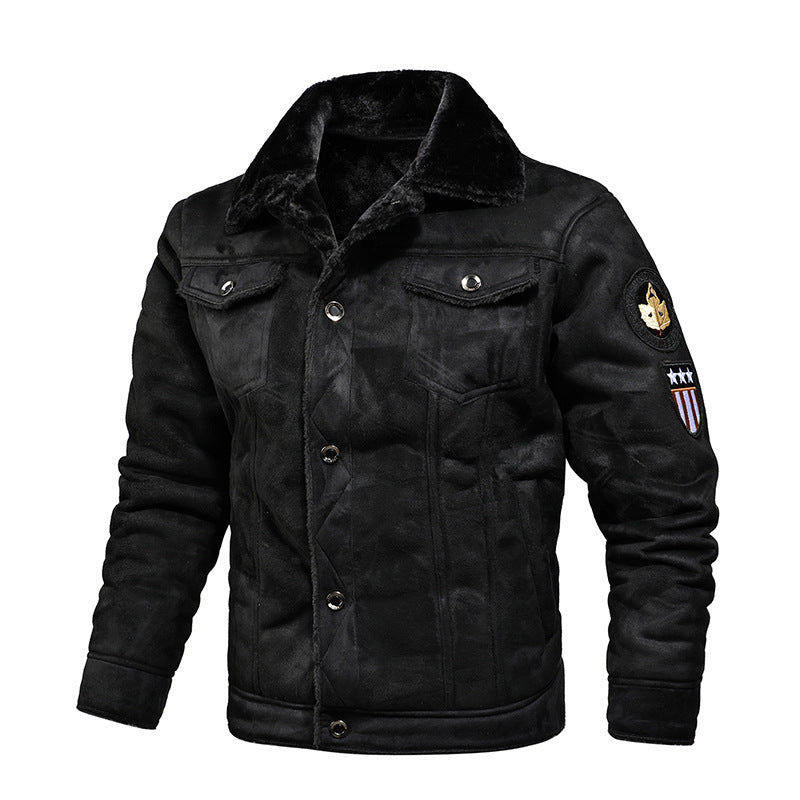 Herren Lederimitat-Fliegerjacke mit Teddyfutter und Vintage-Waschung Nord Taschen