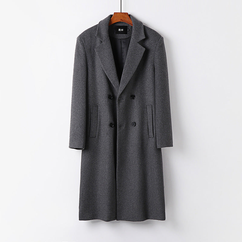 Herren Eleganter Wollmix-Longcoat mit Doppelreihe und fallendem Revers Nord Taschen