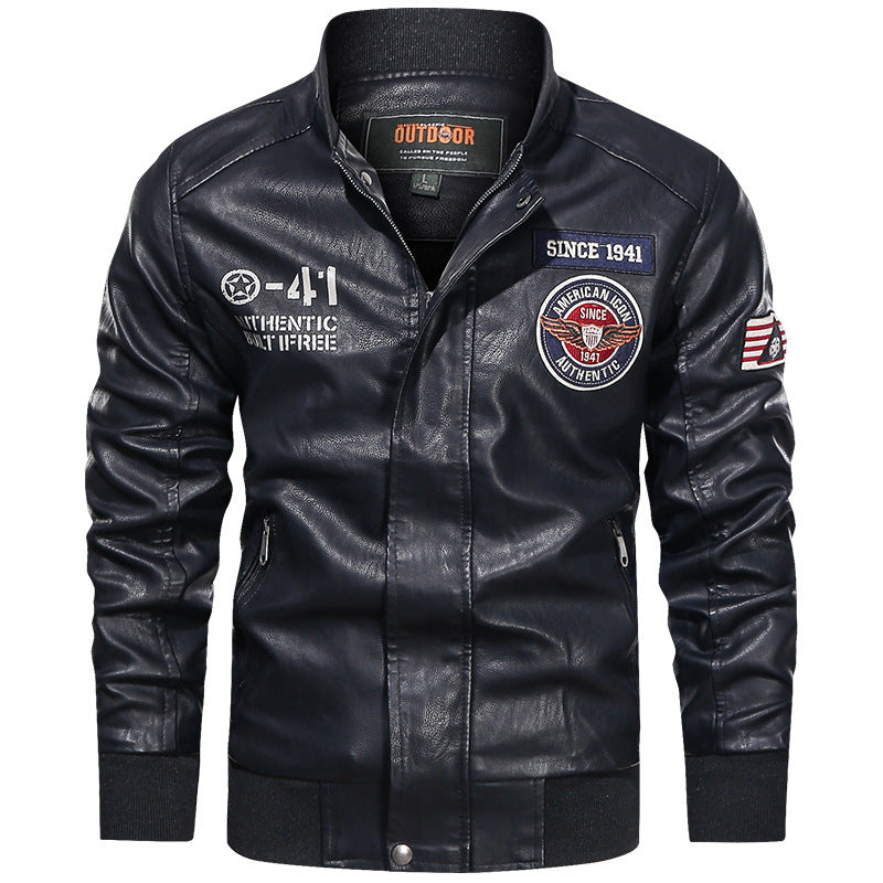 Herren Modische Lederjacke im Biker-Stil Nord Taschen