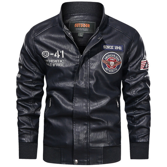 Herren Modische Lederjacke im Biker-Stil Nord Taschen