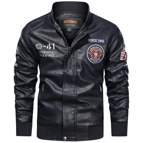 Herren Modische Lederjacke im Biker-Stil Nord Taschen