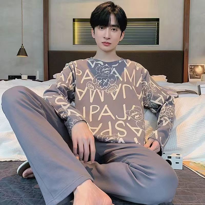 Herren-Pyjama-Set, Langarm, locker geschnitten