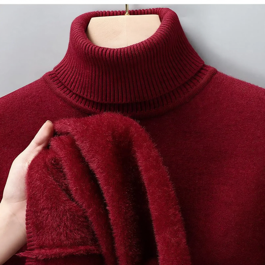 Herren-Wollpullover mit Rollkragen und Fleecefutter
