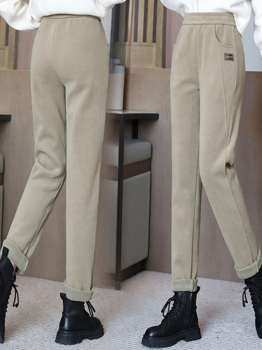 Damen-Kordhose, gefüttert, hoher Bund