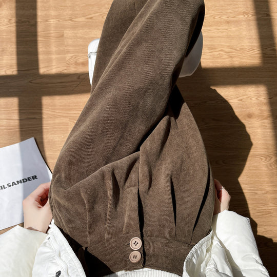 Gefütterte Cord-Hose für Damen, weit geschnitten
