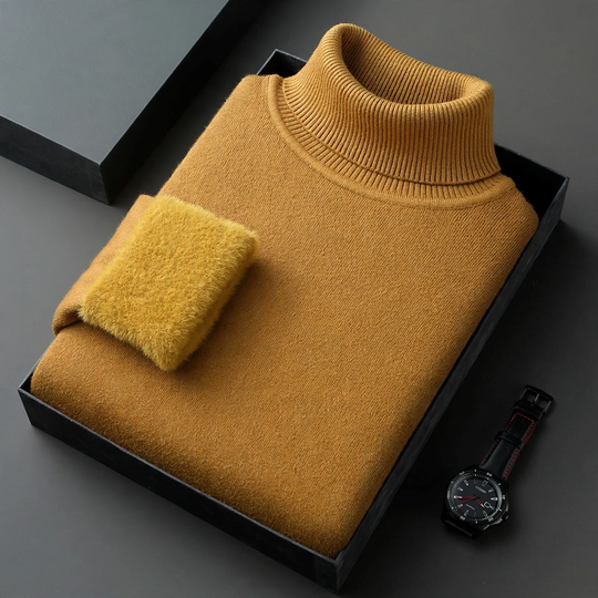 Herren-Strickpullover mit Rollkragen und Wollanteil