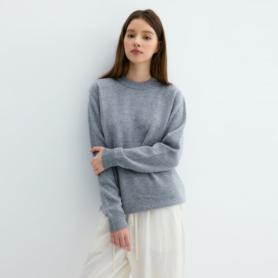 Herren Pullover aus 100% Schafwolle, Stehkragen
