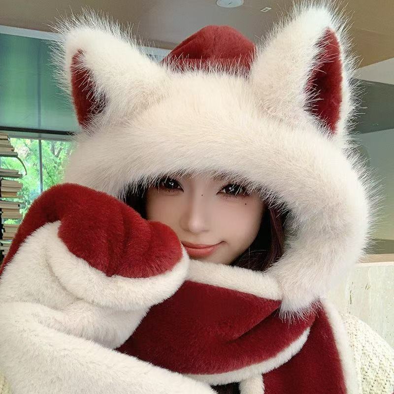 Plüsch-Set mit Ohrenschutz, Winter-Accessoire