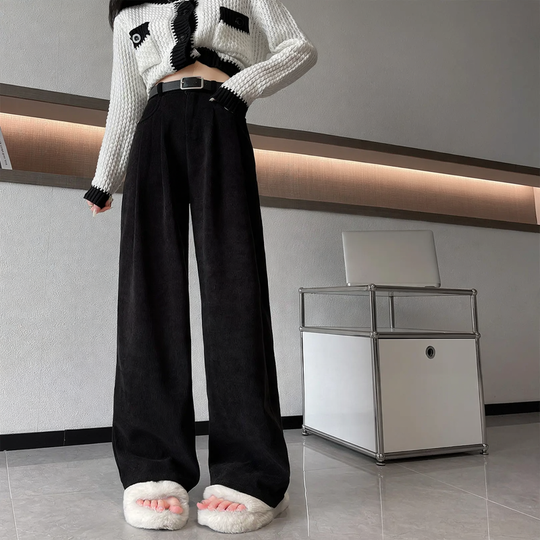Damen-Cordhose, gerade geschnitten, gefüttert, für Herbst/Frühling