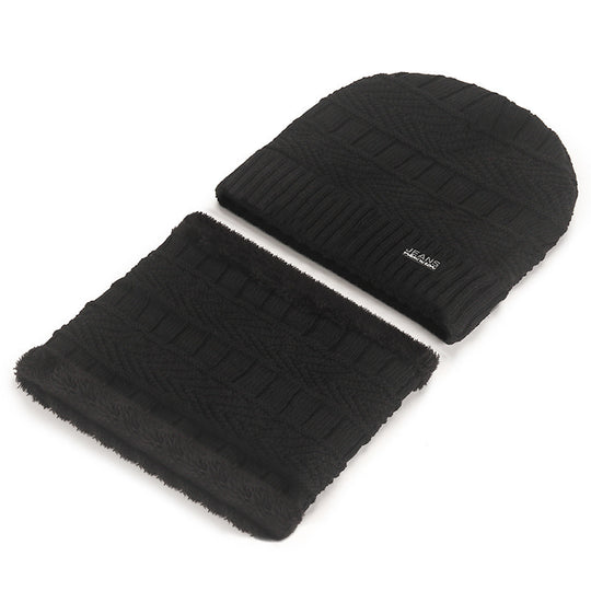 Gefüttertes Strickmützen- und Schal-Set für Herren