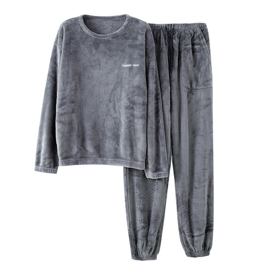 Warmer Herren-Schlafanzug aus Flanell und Korallenfleece