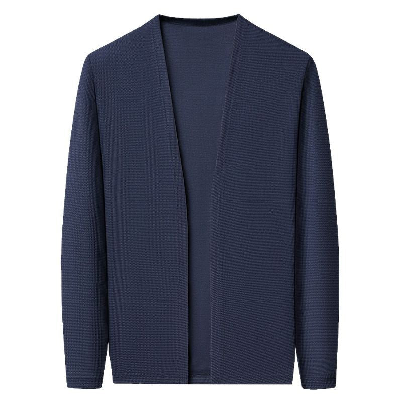 Herren-Strickjacke, einfarbig, leicht, für Frühling und Herbst