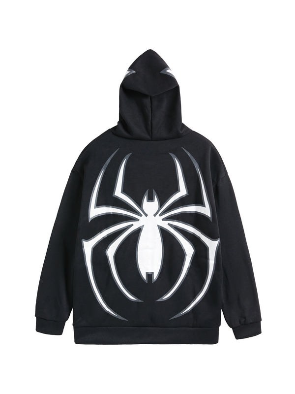Hoodie mit Reißverschluss Und Spinnenprint Avellé