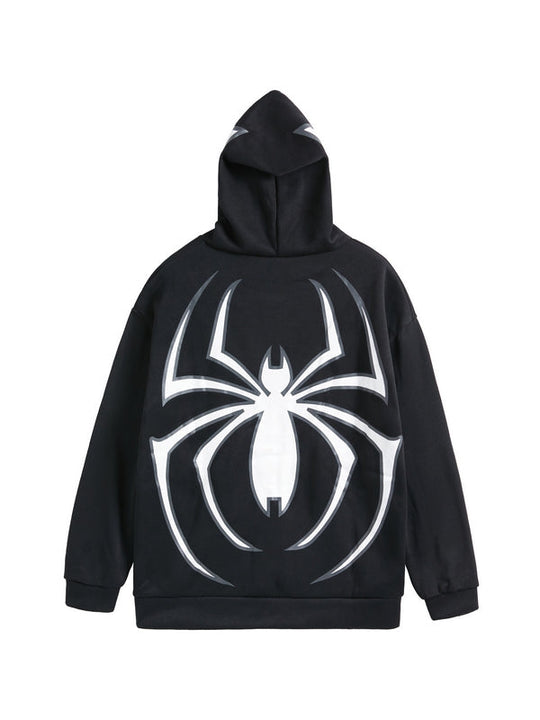 Hoodie mit Reißverschluss Und Spinnenprint Avellé
