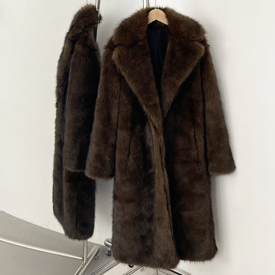 Eleganter Kunstfellmantel mit Reverskragen