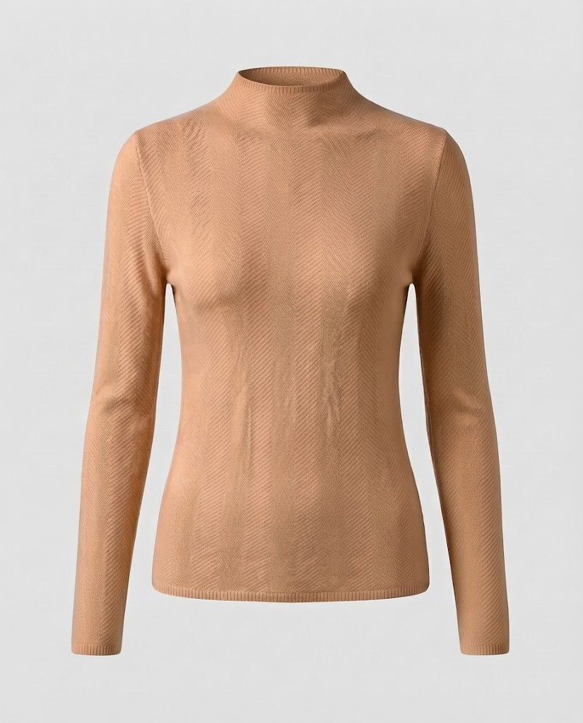 Damen Feiner Minimalistischer Stehkragenpullover aus anschmiegsamem Feinstrick Nord Taschen