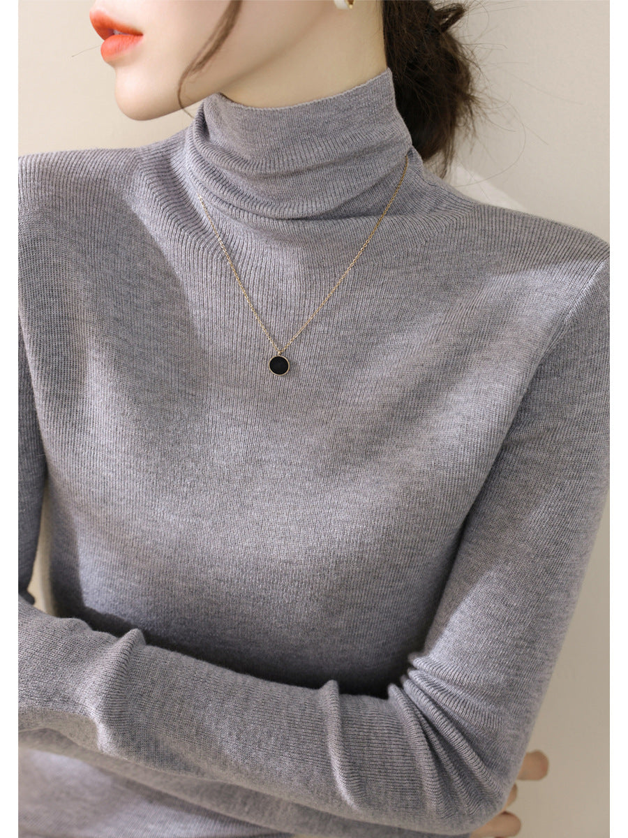 Damen-Strickpullover, figurbetont, mit Stehkragen