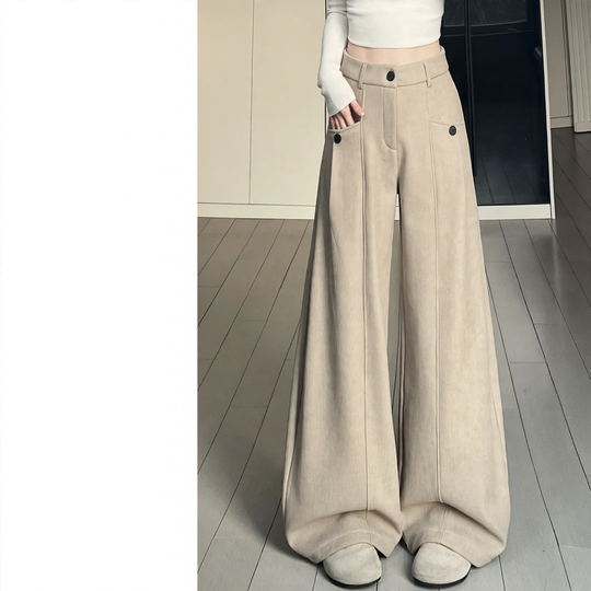 Damen-Cord-Anzughose mit hohem Bund