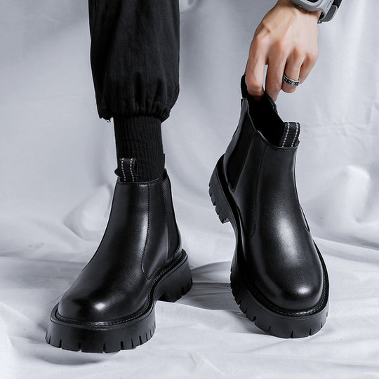 Herren-Chelsea-Stiefel, Mikrofaser, Gummisohle