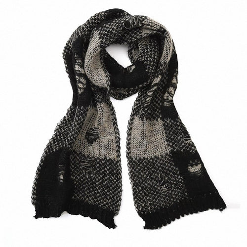 Karierter Strickschal im Used-Look, 165 cm