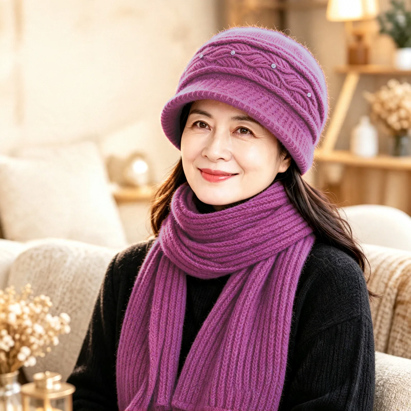 Strickmütze und Schal Set für Damen