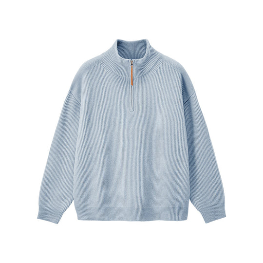 Herren-Strickpullover mit halbem Reißverschluss