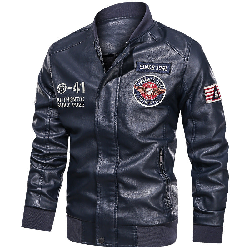 Herren Modische Lederjacke im Biker-Stil Nord Taschen