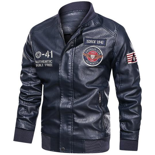 Herren Modische Lederjacke im Biker-Stil Nord Taschen