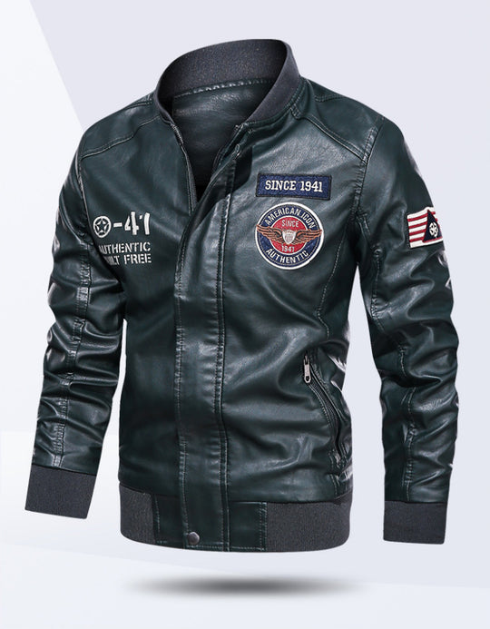Herren Modische Lederjacke im Biker-Stil Nord Taschen