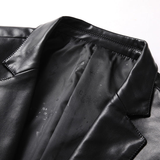 Herren Elegantes Zweiknopf-Lederblazer im Sakko-Stil mit schmaler Passform Nord Taschen