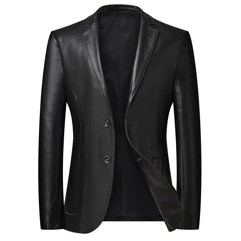 Herren Elegantes Zweiknopf-Lederblazer im Sakko-Stil mit schmaler Passform Nord Taschen